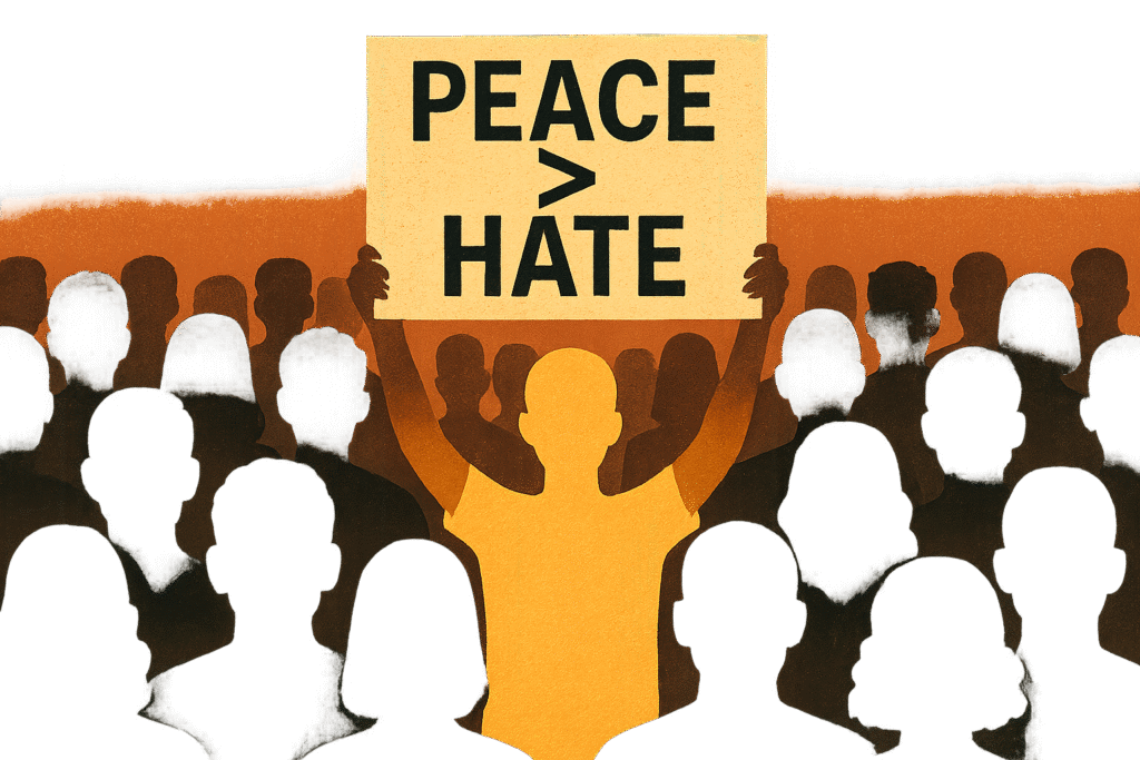 20251003 1025 peaceful protest silhouette simple compose 01k6nhmkqnfe2bbktjdfzdyaca