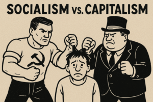 20251011 1456 middle struggle in ideologies simple compose 01k7amb4gnfnwvyzq797jcmtem