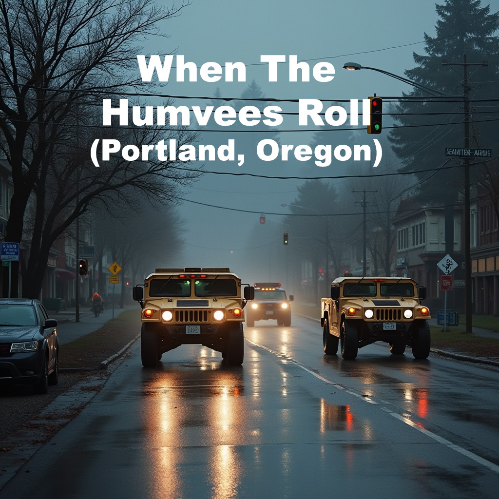 humvees roll (portland, oregon version – trump's shadow)