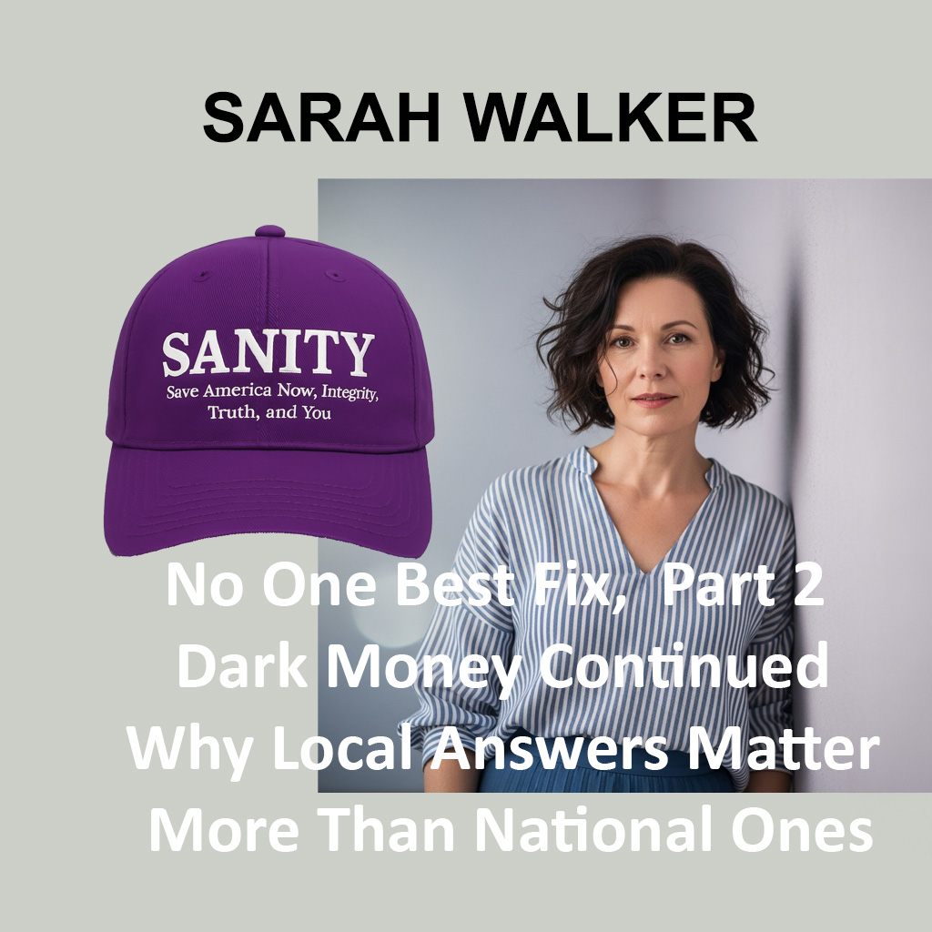 No One Best Fix, Part 2 Dark Money Continued Why Local Answers Matter More Than National Ones