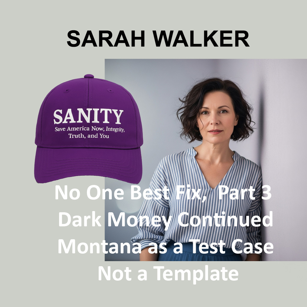 No One Best Fix, Part 3 Dark Money Continued Montana as a Test Case, Not a Template